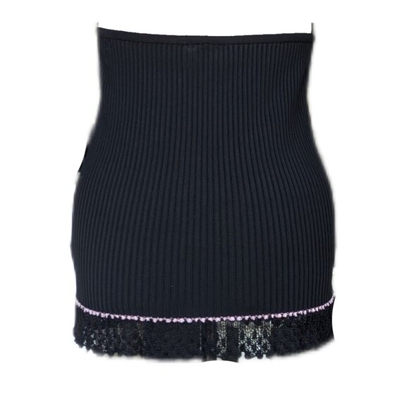 Black and Pink Ribbed Mini Skirt - Picture 1 of 5